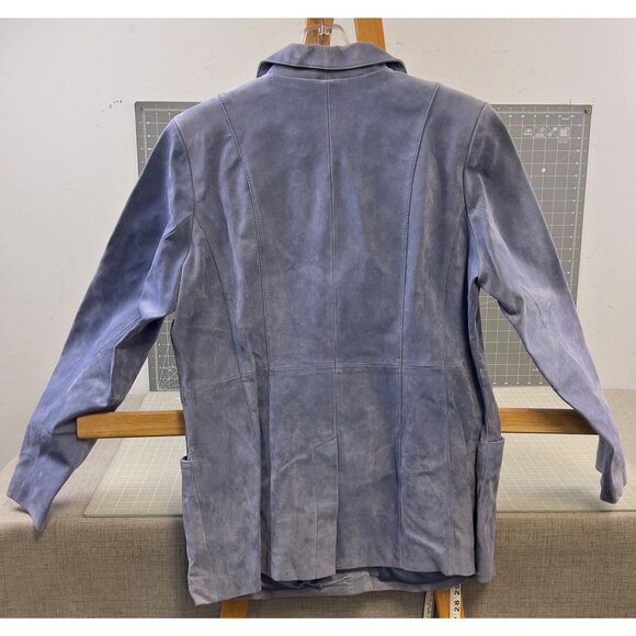 Dialogue Women’s Suede Leather Blazer Jacket Periwinkle Sz. M Washable New - Picture 4 of 6